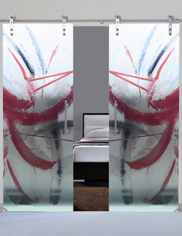 Porte interne scorrevoli in vetro – Laborvetro – Graffi di colore FO